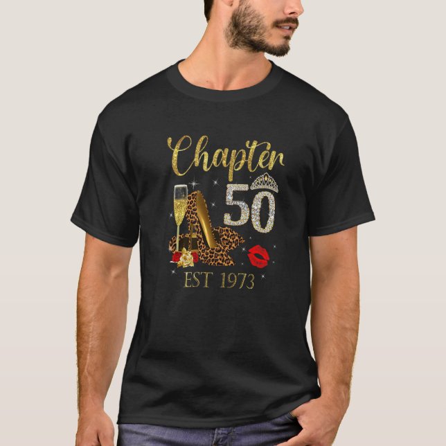 Kapitel 50 år EST 1973 50 födelsedag Vin Leopa T Shirt (Framsida)