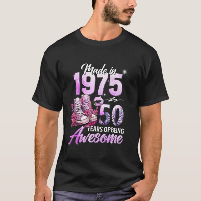 Kapitel 50 Fabulous EST 1975 50 Blommigtens födels T Shirt (Framsida)