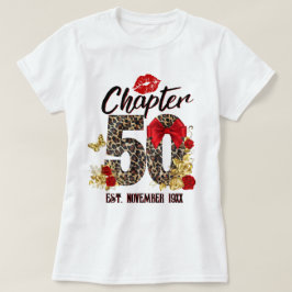 Kapitel 50 Röd & Guld Leopard 50:e födelsedagen T Shirt