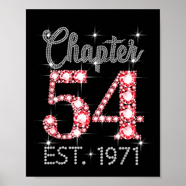 Kapitel 54 Est 1971 Glad 54-årsdag Flicka Män W Poster (Framsidan)