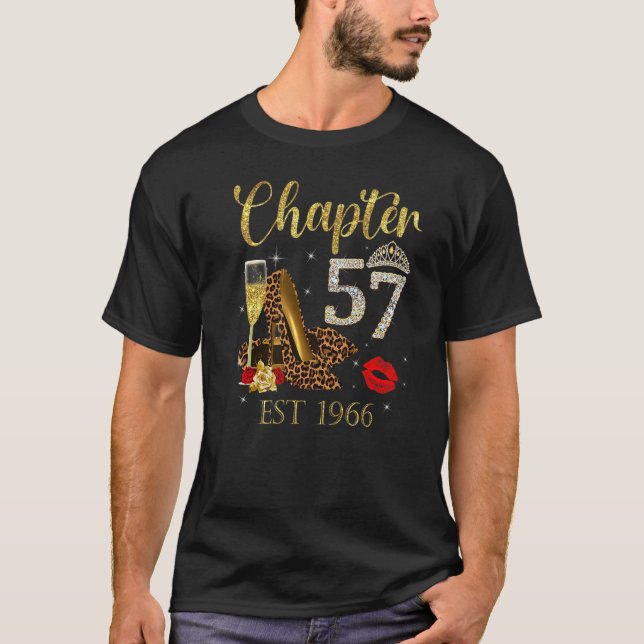 Kapitel 57 år EST 1966 57 födelsedag Vin Leopa T Shirt (Framsida)
