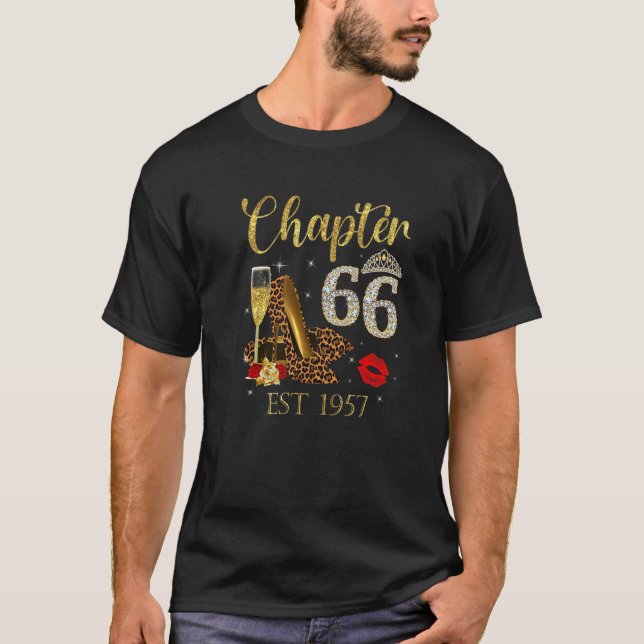 Kapitel 66 år EST 1957 66 födelsedag Vin Leopa T Shirt (Framsida)