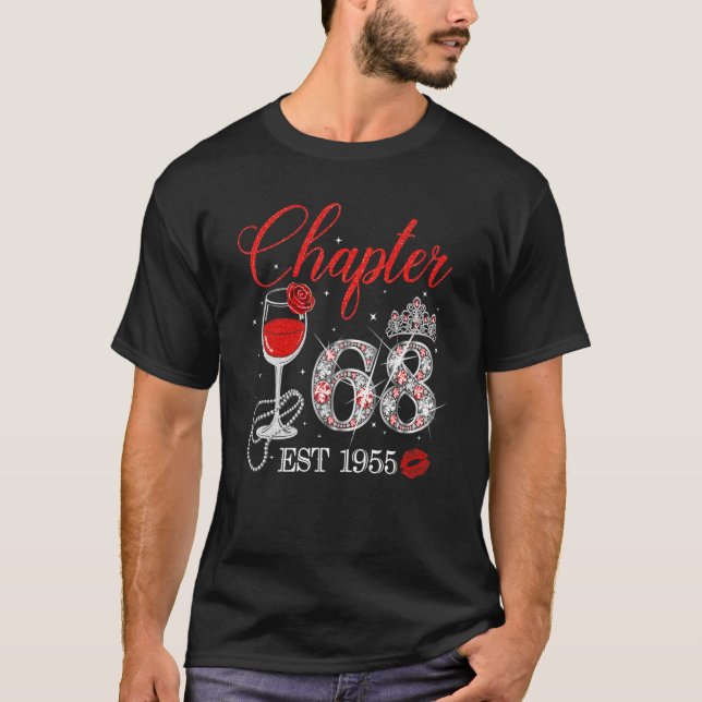 Kapitel 68 år EST 1955 68 födelsedag Röd ros W T Shirt (Framsida)