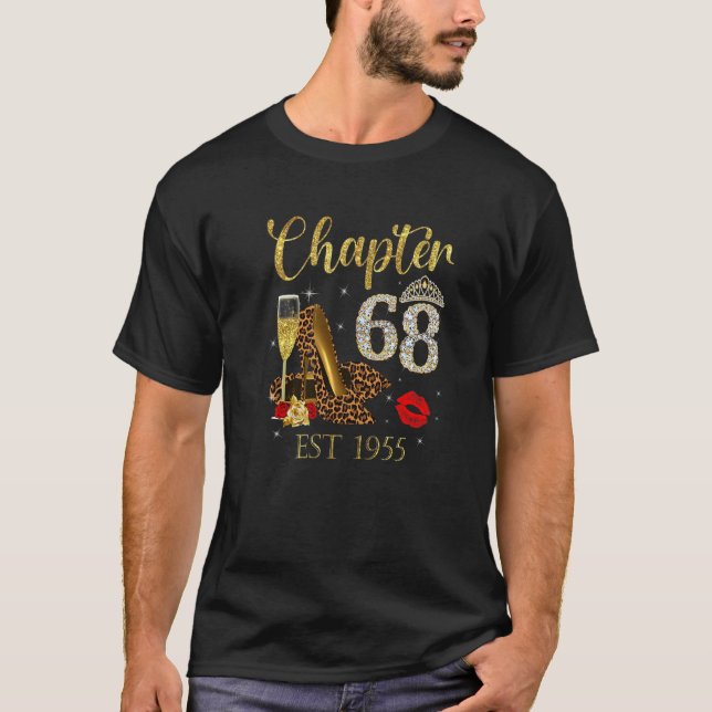 Kapitel 68 år EST 1955 68 födelsedag Vin Leopa T Shirt (Framsida)
