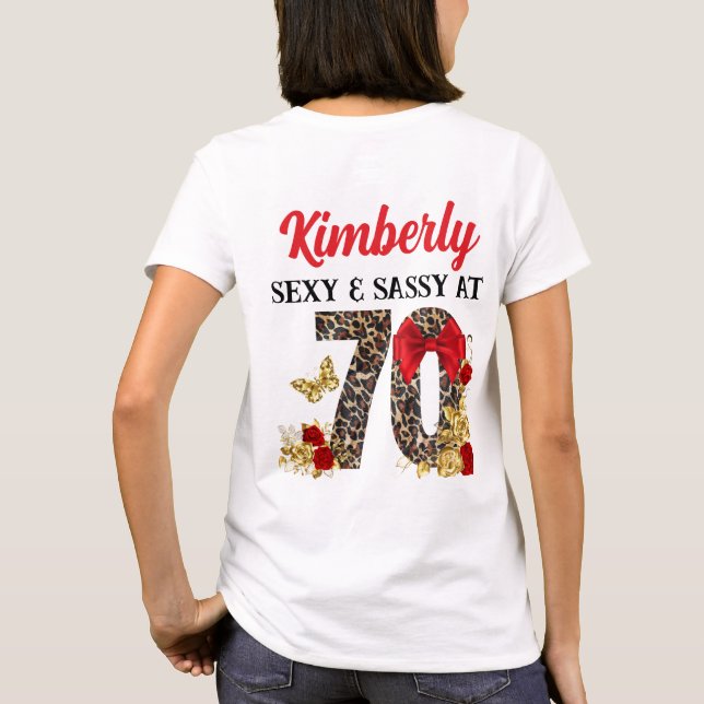 Kapitel 70 Red & Guld Leopard 70:e födelsedagen T Shirt (Baksida)