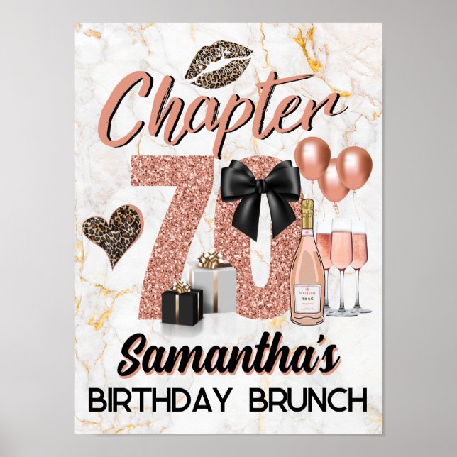Kapitel 70 Rose Guld Leopard Elegant 70-årsdag Poster (Framsidan)