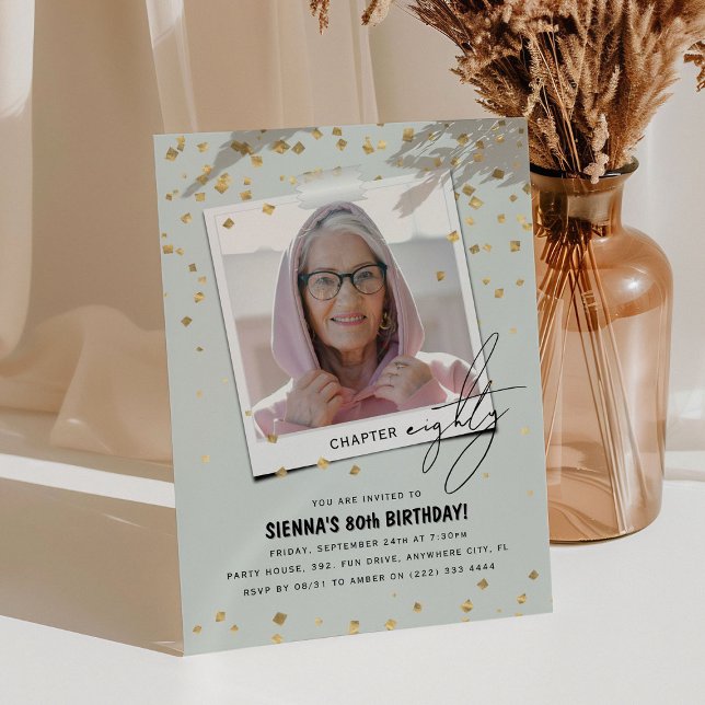 Kapitel Åttio Rolig Modern Foto 80-årsdag Inbjudningar (Skapare uppladdad)