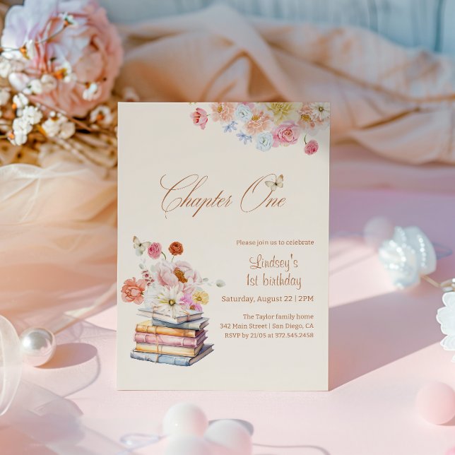 Kapitel Ett Saga 1-års Födelsedag Floral Boho Inbjudningar (Skapare uppladdad)