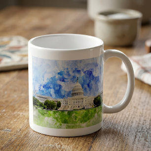 Kapitolium i Washington DC Akvarell Kaffemugg