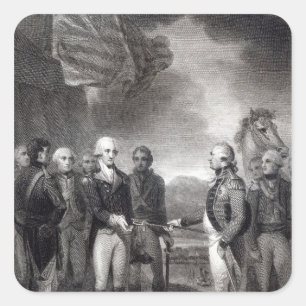 Kapitulation av Lord Cornwallis på Yorktown, 1781 Fyrkantigt Klistermärke