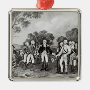 Kapitulationen av General Burgoyne Saratoga Julgransprydnad Metall