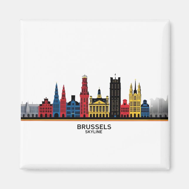 Kapkonst Bryssel Skyline Magnet (Framsidan)