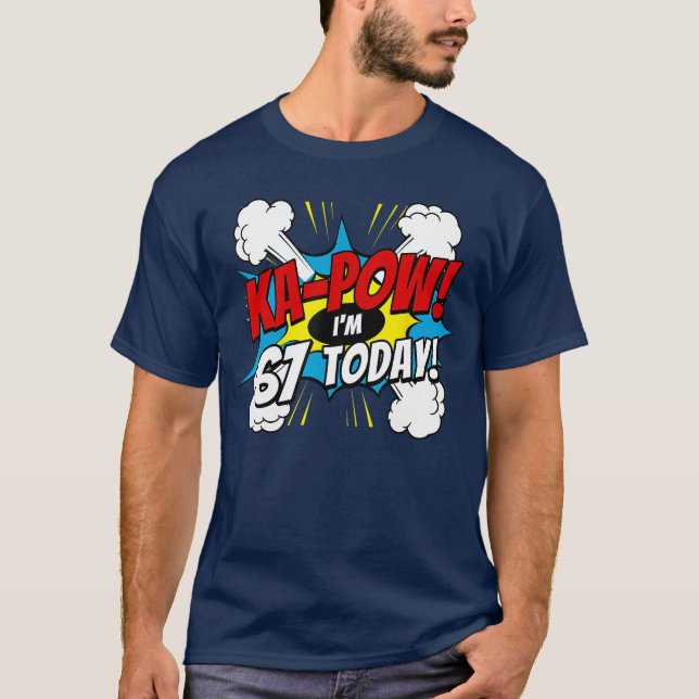 KaPow 67 Years Old Comic Book 67th Birthday Super  T Shirt (Framsida)