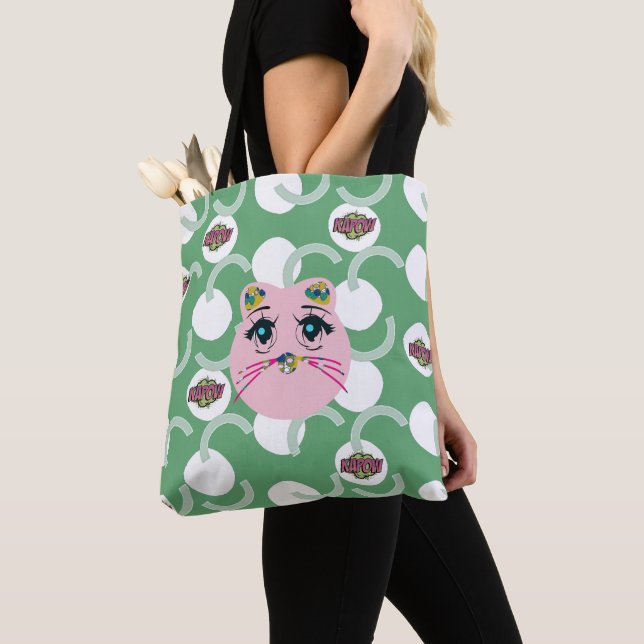 Kapow Cat funky Tote Bag Tygkasse (Närbild)