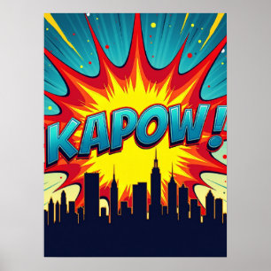 KAPOW! Explosion av poppgrafi i tecknad Bok Poster