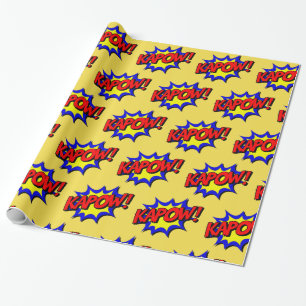Kapow Pop Art Superhjälte Gift Wrap Presentpapper