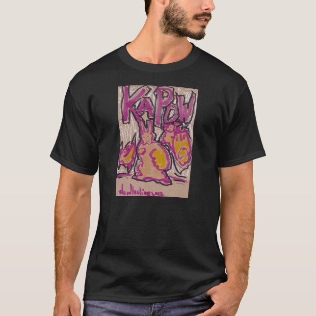 KaPow Tshirt - Ninja kaniner är kommande på dig! Tee (Framsida)