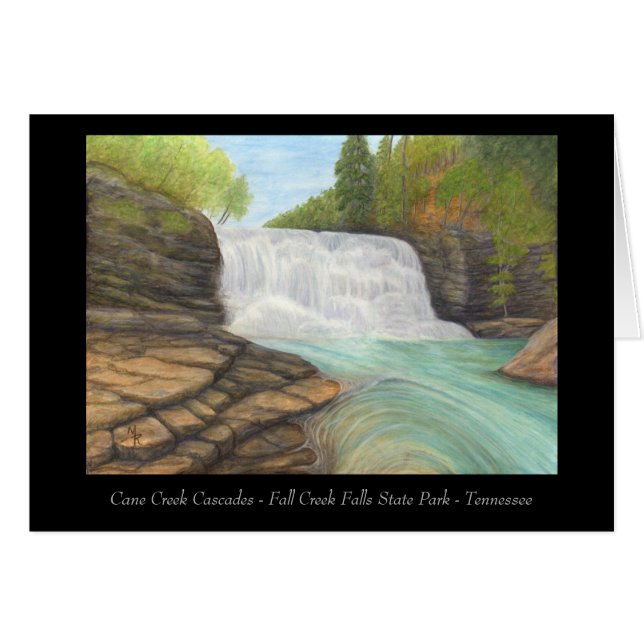 Käpp Bäck Cascades - Appalachian Art Card Hälsningskort (Framsidan Horizontal)