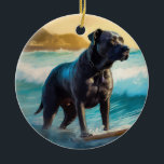 Käpp Corso Beach Surfing Painting Julgransprydnad Keramik<br><div class="desc">Lägg dig i den lekande världen i hund äventyr med den här fängslande målningen. En andlig hund tar sig till vågar och kör skickligt surfan på en strand som kysstes av sol. Den sjudande konsten fångar på ett vackert sätt kärnan i den upphetsning som finns vid sidan av när hund...</div>