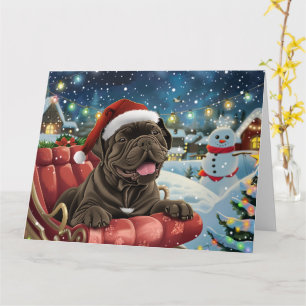 Käpp Corso Hund i Sleigh Snö jul Kort