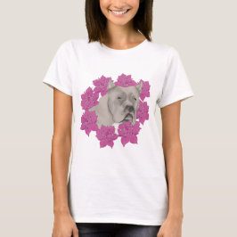 Käpp Corso Hund med Rosa Flowers T Shirt