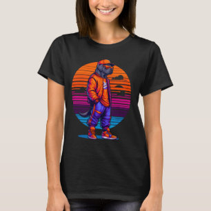 Käpp Corso Hund Modern Urban Stil Sunset Retro Gra T Shirt
