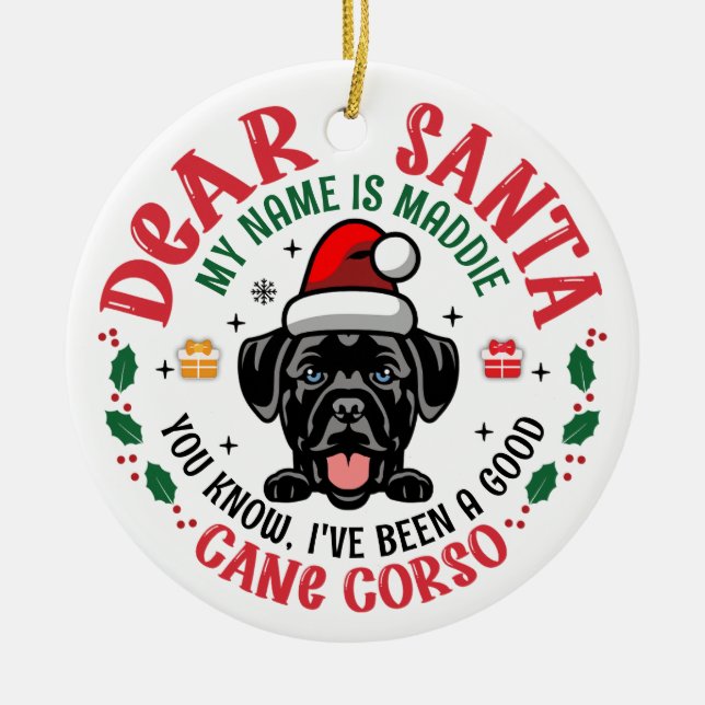 Käpp Corso Hund Personlig Julgran Round Julgransprydnad Keramik (Framsidan)