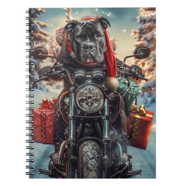 Käpp Corso Hund Riding Motorcle God jul Anteckningsbok (Framsidan)