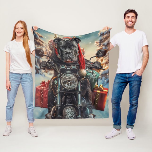Käpp Corso Hund Riding Motorcle God jul Fleecefilt (På plats)