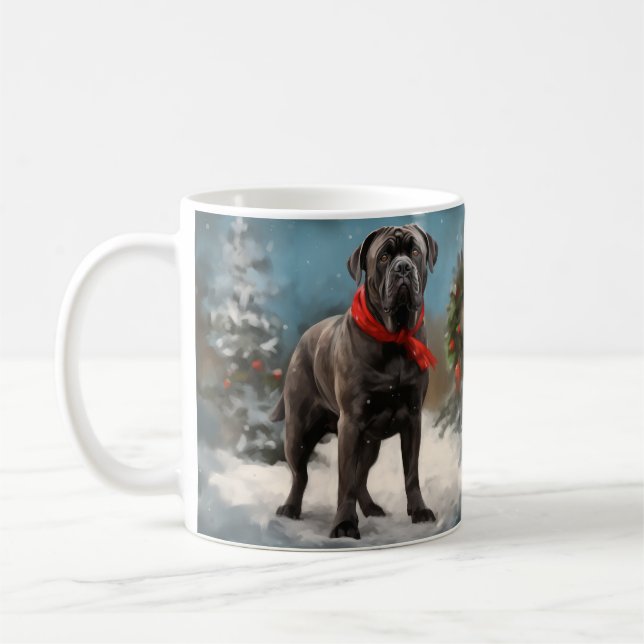 Käpp Corso Hund under julen i Snö Kaffemugg (Vänster)