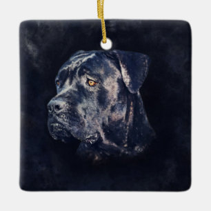 Käpp Corso - Italienska Mastiff Porträtt Julgransprydnad Keramik