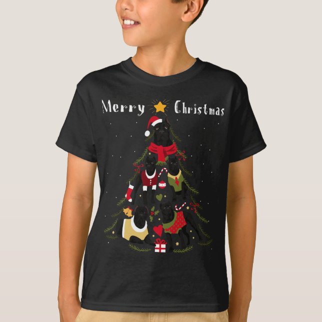Käpp Corso Julgran Julafton Hund älskare T Shirt (Framsida)