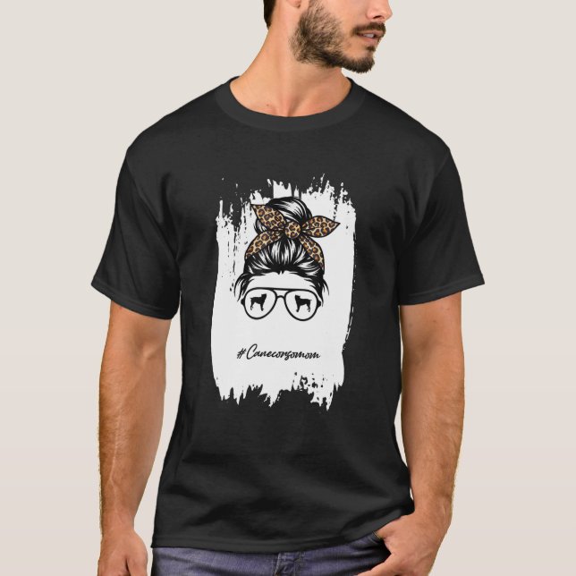 Käpp Corso Mamma Hund Mamma Bleached Messy Bun Leo T Shirt (Framsida)