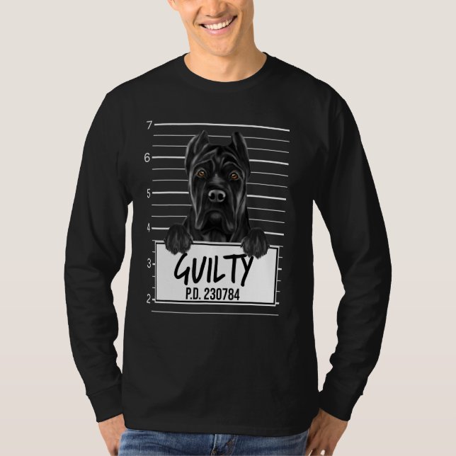 Käpp Corso Mugshot Guilty Hund T Shirt (Framsida)