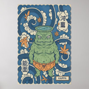 Kappa Japansk Väggkonst Fet Folkloretryck med