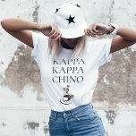 Kappa Kappa Chino Funny Coffee Älskare T Shirt<br><div class="desc">Vem kärlek kaffe?! Denna roliga t-shirt är designad särskilt för kaffe älskare, baristas, restaurangservrar med mera. Det användor en centrifugering på ett broderligt namn med KAPPA KAPPA CHINO-text och en styv hett kopp på cappuccino nedanför texten. Många färg- och skjortsorter finns tillgängliga i denna utformning. Välj den stil du vill...</div>