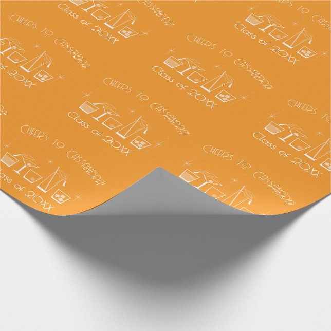 Kappa och Cocktail-Examenfest Orange Presentpapper (Hörn)