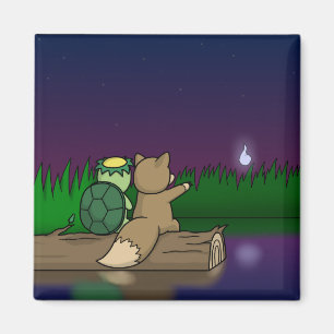 Kappa och Kitsune på det Youkai damm Magnet