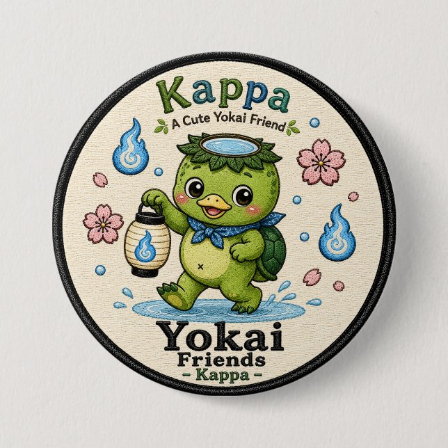 Kappa Yokai Friends Cute Pin Button Knapp (Framsida)