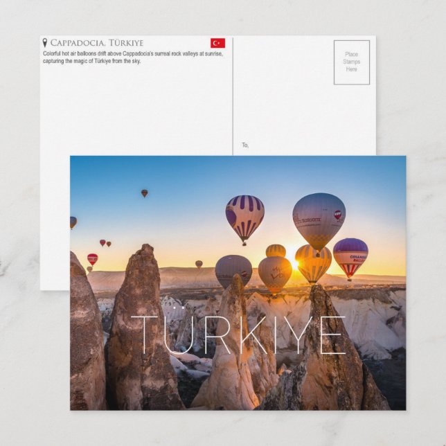 Kappadokien, Türkiye Resebrevkortsbild Vykort (Fram/baksida)