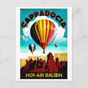 Kappadokien, varmluftsballonger, panorama, Turkiet Vykort