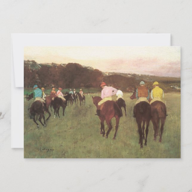 Kapplöpningshästar på Longchamp av Edgar Degas Inbjudningar (Framsida)