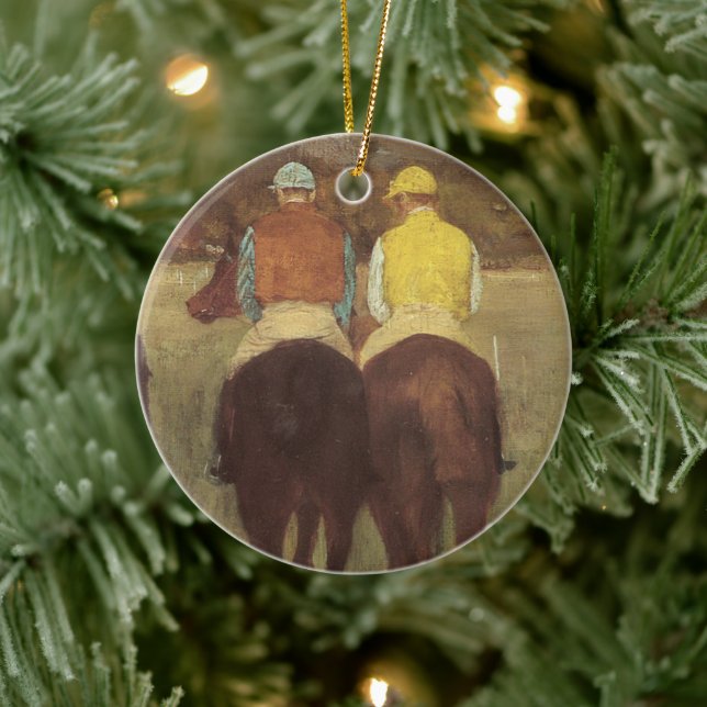 Kapplöpningshästar på Longchamp av Edgar Degas Julgransprydnad Keramik (Träd)