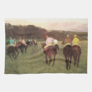 Kapplöpningshästar på Longchamp av Edgar Degas Kökshandduk