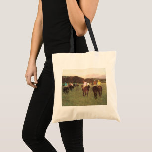 Kapplöpningshästar på Longchamp av Edgar Degas Tygkasse