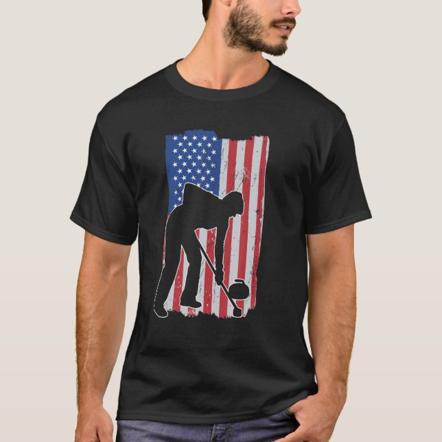Kappning av USA flagga-kurning i kantlning av flag T Shirt (Framsida)