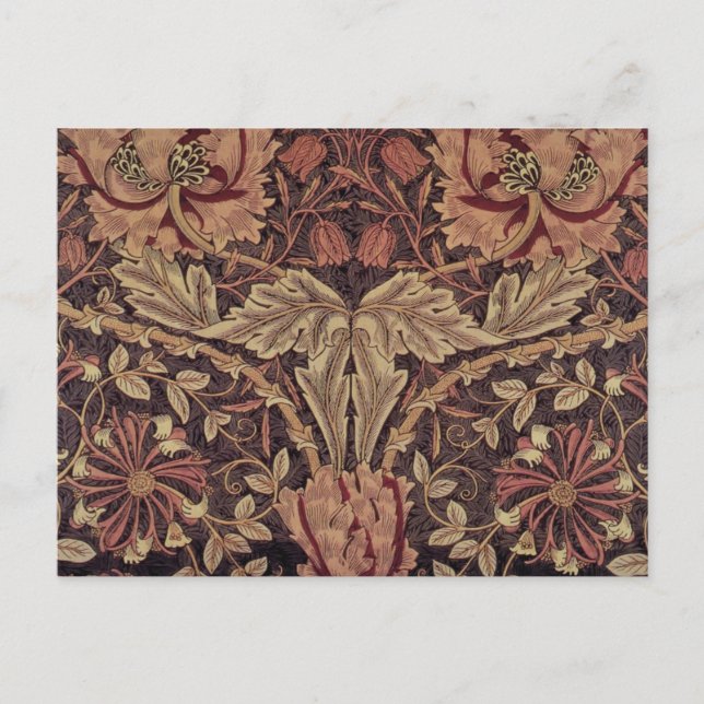 Kaprifol av William Morris, Trädgårdsblommor Konst Vykort (Framsida)