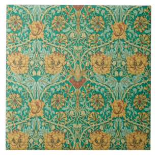 Kaprifol och tulpan av William Morris 1876 Kakelplatta