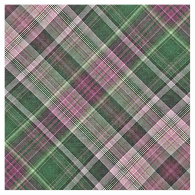Kaprifolrosor och mörk - grön tartan tyg (Närbild)