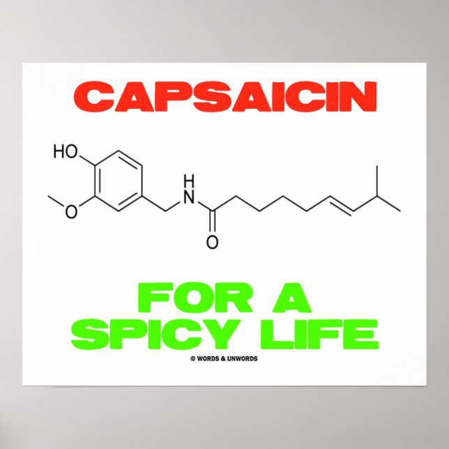 Kapsaicin för en kryddig kemisk struktur poster (Framsidan)